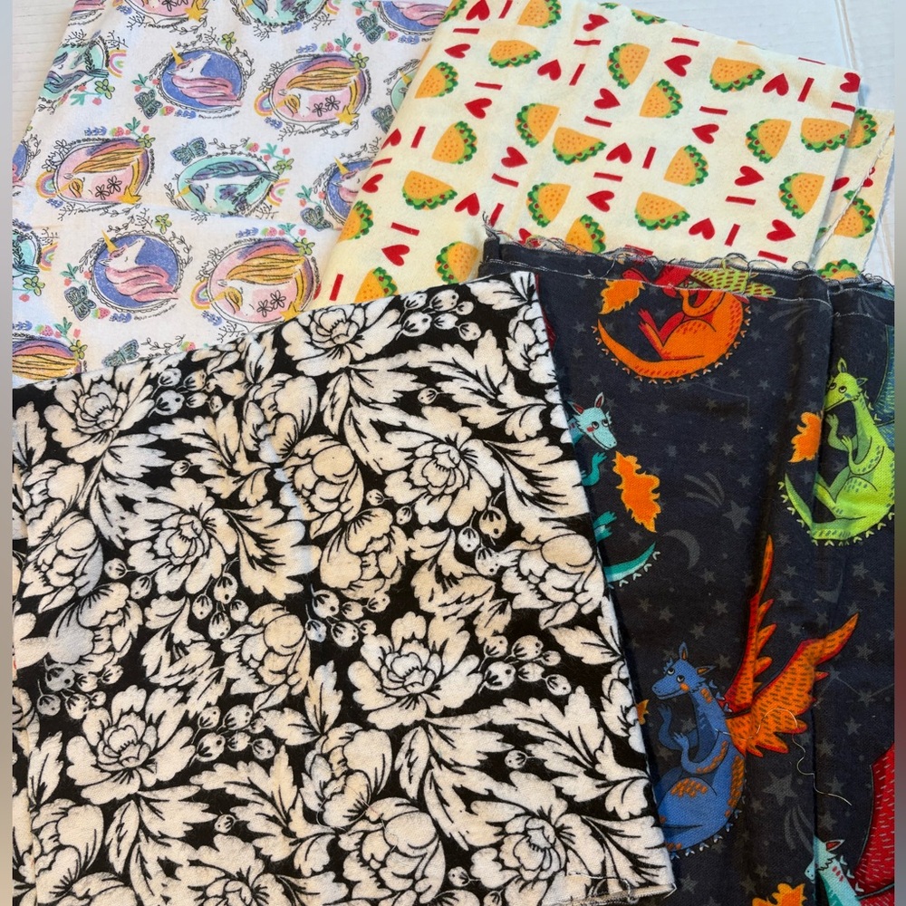 Joann Fabric Remnants Unicorn Taco Dragon Floral Cotton Scraps Craft Lot